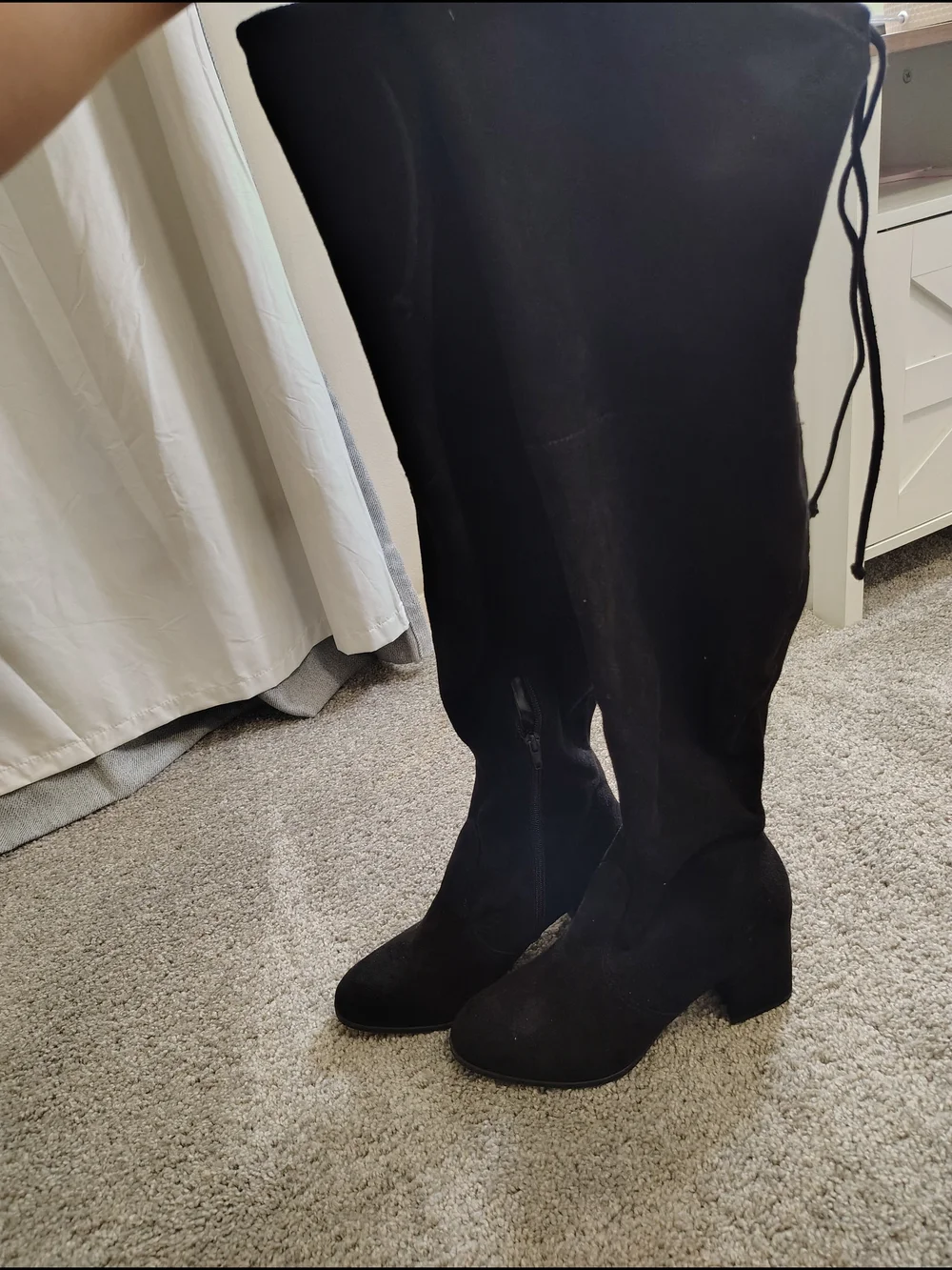 Unisa Black Over-the-Knee Suede Block Heel Boots